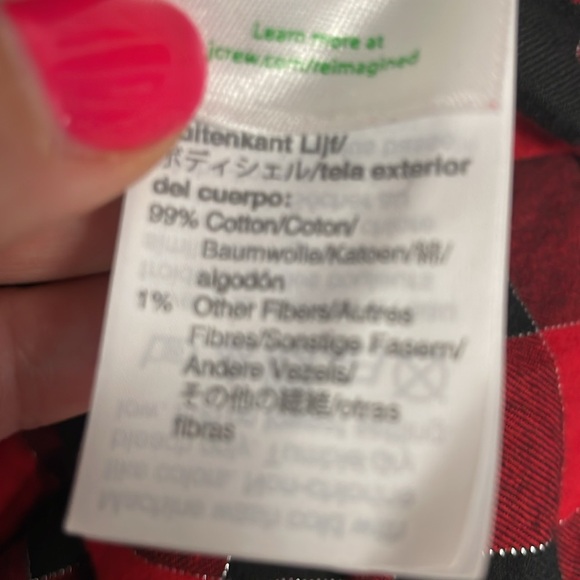 J. Crew Black Red Plaid Holiday Tartan Long Sleeve Ruffle Button Down Size Large - Picture 7 of 7